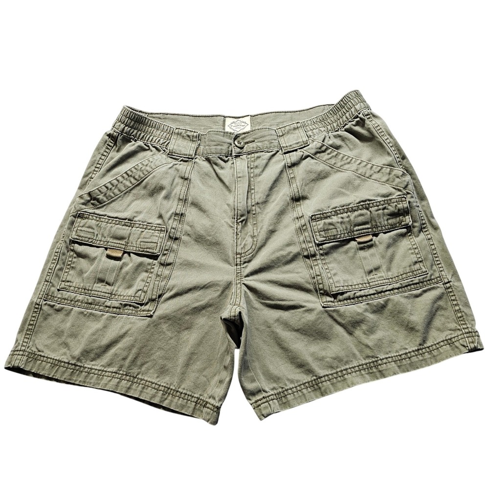 St. John's Bay Cargo Shorts Mens 38 Olive Green Cotton Outdoor Utility Casual